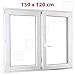 Produktbild Kunststofffenster | 150x120 cm (1500x1200 mm) | weiß | Zweiflügelige ohne Pfosten | rechts | 6 Kammern