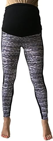 Maternity Zigzag Leggings Over bump, Black, White,Grey, No See Through Maternity Leggings (S, zigzag,grey)