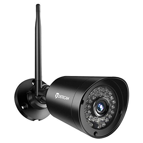 Dericam FULL HD 1080P@25fps Telecamera di sicurezza esterna senza fili con lente di cristallo 3MP HD, slot per scheda di memoria esterna disponibile, B2A, Nero