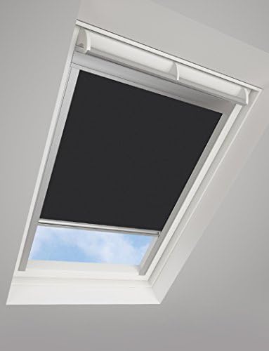 DARKONA ® Skylight Blinds For VELUX Roof Windows - Blackout Blind - Many Colours / Many Sizes (308, Black) - Silver Aluminium Frame