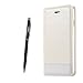 Produktbild iPhone SE Hülle, iPhone 5 / 5s Schutzhülle Leder Hülle, Alfort 2 in 1 Flip Fashion Design Dual Use Falten Premium PU Leder Tasche Case Cover Flip Mappen Kasten Abdeckung für Apple iPhone SE / 5 / 5s 4" Smartphone Funktion Standfunktion Unterstützte Telefone und Handy am seil Automatisches Schließen ( Weiß ) + Alfort Schwarz Stylus Pen