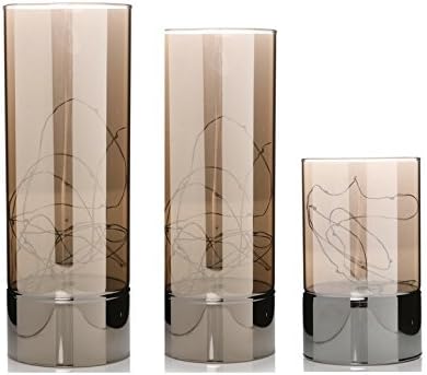 Set of 3 Silver Glass Sparkle LED Lamps - Stylish Battery Operated