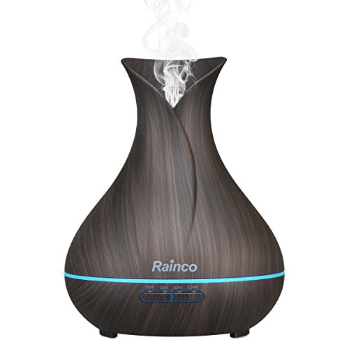 Generisch 400ml Aromatherapy kühlen Nebel-Luft-Befeuchter Ultraschall-Luftbefeuchter Aromatherapie-Öl-Diffusoren mit Verstellbarer Nebel-Modus, Wasserlose Auto-Abschaltung für Home Office Baby Holz schwarz