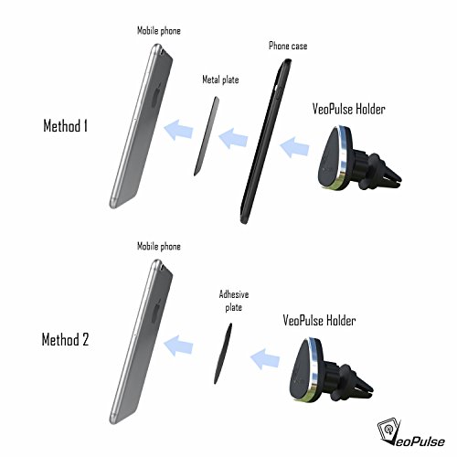 supporto da auto magnetico -VeoPulse nero - Porta cellulare - (iphone 6 6plus 5 5S 4 4S...,samsung galaxy S4 S5 S6 Note 3 4 ,htc,nokia,nexus,LG...)