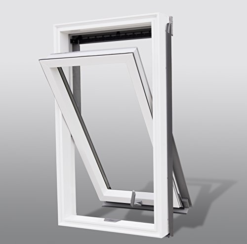 Preisvergleich Produktbild 55x98 cm weiß lackiertes HOLZ Dachfenster SOLSTRO - Premium Holz Schwingdachfenster inklusive Eindeckrahmen für Ziegel, 55 x 98 cm wie C04, CK04, C4A
