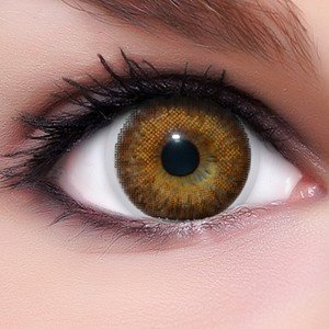 3Tones - Lentillas de color "Hazel Brown" + 10 ml solución + recipiente para lentes de contacto, de LENZERA en verde, blandas, sin dioptrías pack de 2 unidades - cómodas y perfectas para Halloween, Carnaval, sin corregir