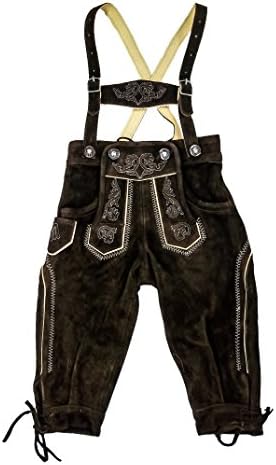 Schrammel Lederhosen Knee Waist Split Leather Boys Pants Children's Trousers - Brown -