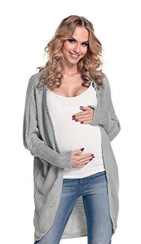 Happy Mama Women's Maternity Chunky Knit Cardigan Coat Warm Wrap. 323p (Grey, ONE SIZE UK 10/12/14)