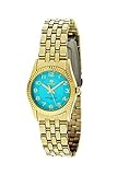 Marea klassisch elegante Damen Armbanduhr Classy, Analog mit Quarzwerk Türkis mit Edelstahl Uhrband in Gold