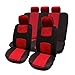 Produktbild Auto Sitzbezug Kissen Set, Universal Atmungsaktive Kunstleder - Inklusive 2xFront Sitzbezug 1xRear Sitzkissen 1xBackrest Covers 5xHats | Passend für alle gängigen Autositze - ROT