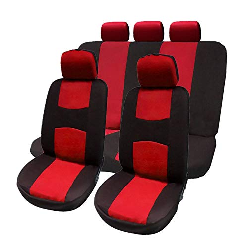 Preisvergleich Produktbild Auto Sitzbezug Kissen Set, Universal Atmungsaktive Kunstleder - Inklusive 2xFront Sitzbezug 1xRear Sitzkissen 1xBackrest Covers 5xHats / Passend für alle gängigen Autositze - ROT