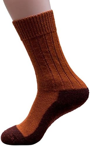 85% Wool / 15% Organic Cotton Calf-Length Socks With Durable Felt Sole (4. UK 8-9 / EU 42-43, 1. Rust)