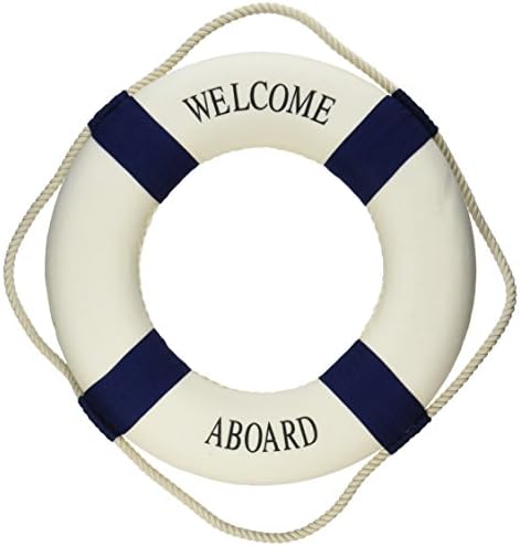 Oliasports Welcome Aboard Cloth Life Ring Navy Accent Nautical Decor 13.5" New - Decoration Only