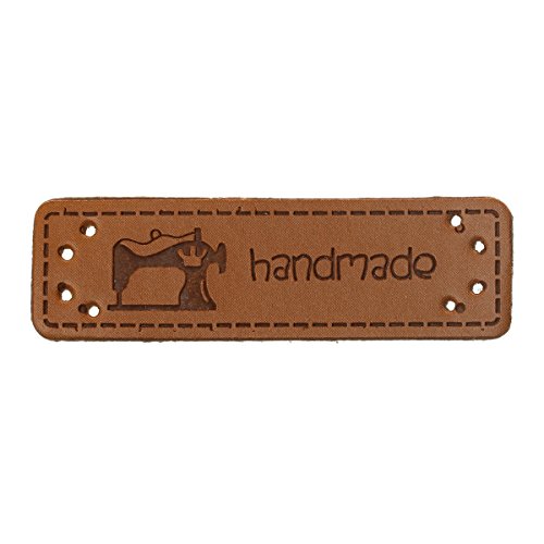 Souarts Kleidung Etikett Handgemachte Etiketten PU Leder "Handmade" Nähmaschine 5x1.5cm 20 Stück