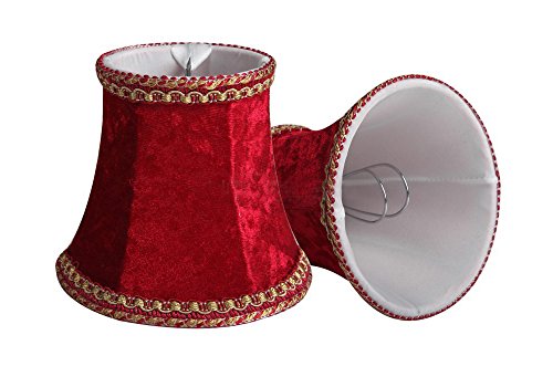 Splink 2 Pcs Lampenschirm E12/E14 Organza Stoff Stehlampe Tischlampenschirm mit Gold Trim Vintage Barockstil Stil 80*120*110mm