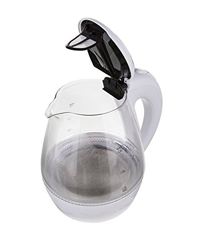 Glas Design Wasserkocher exclusive blaue LED Innen Beleuchtung 2.200 Watt 1,5 Liter kabellos WEIß 100% BPA Frei Teekocher Kettle Wather Cooker (Weiss) - 4