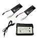 Produktbild Fytoo 2 X 7.4V 610mAh 15C Lipo Batterie Akku +2 in 1 Ladegeräte für Hubsan X4 H502S H502E Quadcopter zu mehr flugzeit (20mins)
