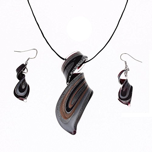 Skyllc® Set Spiral Glas Perlen Ohrhänger Kette Ohrring TREND
