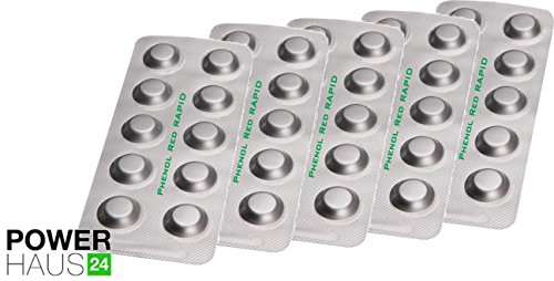 POWERHAUS24® - 50 Rapid Testtabletten pH-Wert Phenol Red