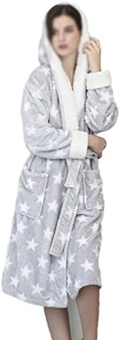 RENHONG Women/Men's Unisex Fall/Winter Flannel Cozy Warm Home Bathrobe Bathrobe Pajamas Thicker Warm Coral Velvet Bathrobe,D-S