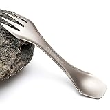 Spork Titanio - Cuchara - Tenedor - Cuchillo de tamaño completo ultraligero 3-EN-1 - Set de cubiertos perfecto como utensilio para camping, excursiones o para ir de viaje