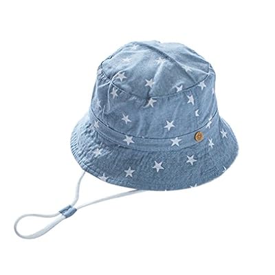 Cloud Kids Chapeau Bob Bébé Enfant Chapeau de Soleil Unisexe en Coton Pliable Protection Anti-UV Solaire Plage Été Voyage (Bleu clair, 48CM pour 6-12 mois)