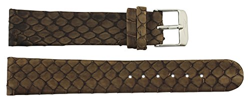 Moog Paris Braunes Süßwasserschlangenleder Uhrenarmband, Schlangenhautmuster, Dornschließe, 18mm Uhrenarmband B18005