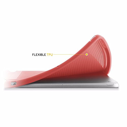 iPad 9.7 2017 Hülle, EasyAcc Ultra Dünn iPad 9.7 Zoll 2017 Smart Cover mit Automatischem Schlaf Funktion und Standfunktion – Hochwertiges PU Leder Hülle (Rot, Kunstleder, Ultra Dünn) - 3