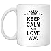 Produktbild XIEXING Strong Stability Durable AVA Name Gifts - Keep Calm and Love AVA Funny Coffee Cup - Personalized Unique Gift for Men Women Birthday Christmas Gag Gift Tea Cup White Ceramic 11oz