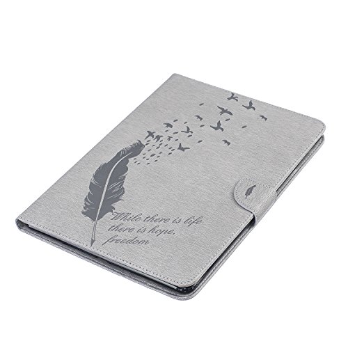 iPad Air Hülle, Deenor Stilvoll 3D Drucken Feather und Vögel Serie Brieftasche Tasche PU Leder Flip Protective Stand Tasche Schutzhülle Hülle für Apple iPad Air (2013 Version).[Feather-Grey] - 4