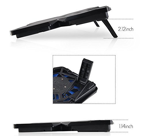 Cooling Pad 17 Zoll Gaming Laptop Kühler Notebook Ständer Kühlpad mit USB Port und 4 LED Lüftern Kühlpad Kühlmatte für Macbook Game Laptop Notebook Einstellbar - 6