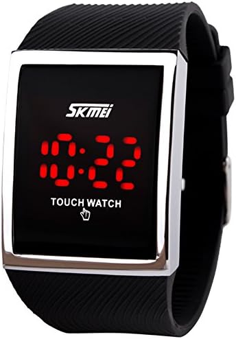 Toopot Men's Rectangle Dial Sports Wrist Watch LED Backlight Color Black Sport Watch 30 M Waterproof Watch for Boys or Girls (BLACK)
