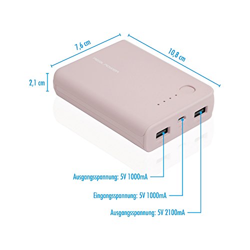 RealPower PB-10k externer kompakter Akku Batterie Handy Ladegerät Powerbank 10.000 mAh für iPhone, iPad, Samsung Galaxy und weitere Smartphones (opal blue) - 4