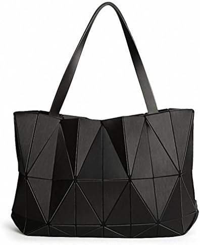 Women Matte Triangle Laser Bag Female Tote Diamond Geometry Quilted Handbag Shoulder Bags Black