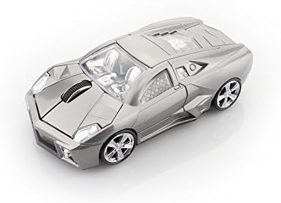 SPECTRONIX Lamborghini Shaped Wireless Sports Car Mouse Optical & Ergonomic Design with Nano USB Receiver 10 Meter Range 2.4GHz Gaming Mouse in Retail Box for Laptops and PCs 4 Vibrant Colours (Grey)