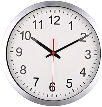 Benefitsheen Large Indoor 10 Inch Universal Non-Ticking & Silent WallClock Decorative Silver Metal Stainless Frame Glass Cover Wall Clock (White)