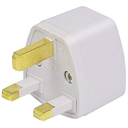 6X Reisestecker Adapter für GB UK England 3 Pin Stecker (AC 250V 13A, Farbe: Weiß) mit Material ABS für universal Anschluss - 7