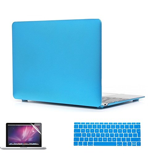 i-Buy 3in1 Kit Hard Shell Case + Keyboard Cover + Screen Protector for Apple Macbook 12 inch with Retina Display (Model A1534) - Metalescent Blue