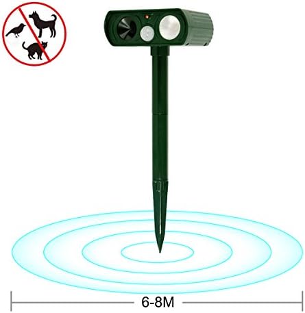 Kidshobby Ultrasonic Animal Repeller Solar Powered Outdoor Waterproof Repellent with Motion Sensor Upgrade Repeller with Flashing Light to Scare Away Rat, Cats, Dogs, Foxes, Birds, Skunks