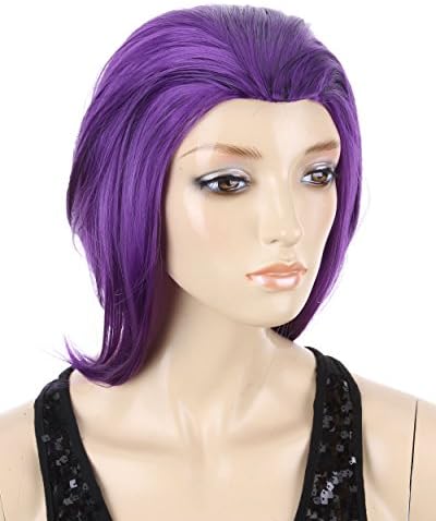 Cool2day 35CM Raven From Teen Titans Short Straight Purple Anime Cosplay Full Wig JF1819