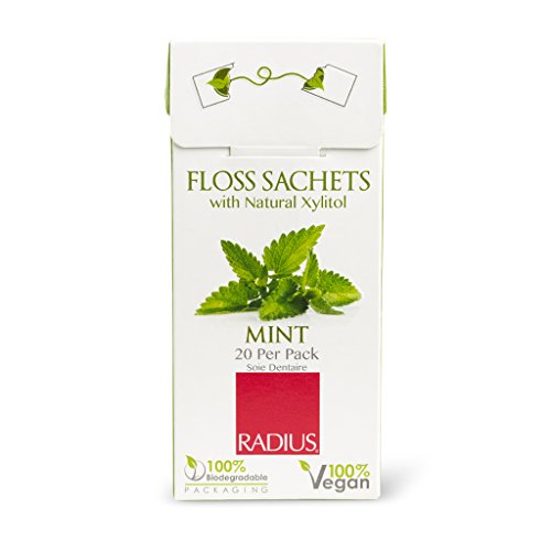 RadiusVegan Peppermint Anywhere Floss Travel Dental Floss for Oral Care Boost Non Toxic Tooth & Gum Protection (20 Single Use Flossers per Pack) - Pack of 1