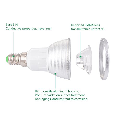 Sunix® 3W E14 RGB LED Lampe multicolor Glühbirne / Glühlampe mit Ferbedienung, Farbwechsel 16 Farben Auswahl, LED Leuchtmittel, LED Birnen - 5