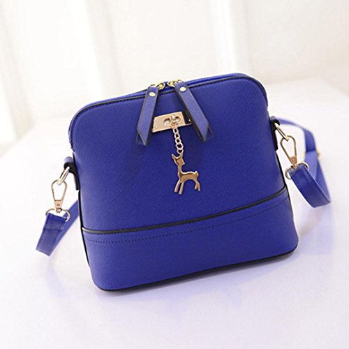 Loveso-Taschen Damen elegante Neuer Frauen-Kurier-Beutel-Weinlese -Kleine Shell-Leder-Handtasche Umhängetasche_Blau - 3