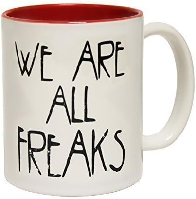 123t Mugs WE ARE ALL FREAKS Ceramic Slogan Cup With Red Interior - GIFT BOXED novelty funny