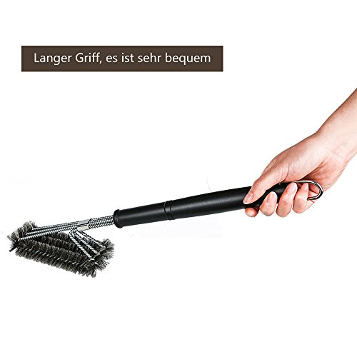 Warmoor BBQ 3 in 1 Grillbürste, Grillbürsten mit Edelstahlborsten, Edelstahl Reinigungsbürsten mit extra langem Griff - 6