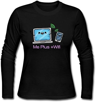 HappySL Me Plus + Wifi I Love Wifi Free Wifi Women's Soft Long Sleeve Round Neck Pullover Sweatshirt Pullover Shirt Tops