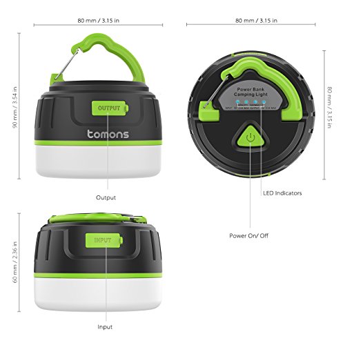 Tomons LED Camping Laterne Power Bank IP65 wasserdichte Campinglampe max-196lm Campingleuchte mit wiederaufladbarer leistungsstarker 5200mAh Batterie - 2
