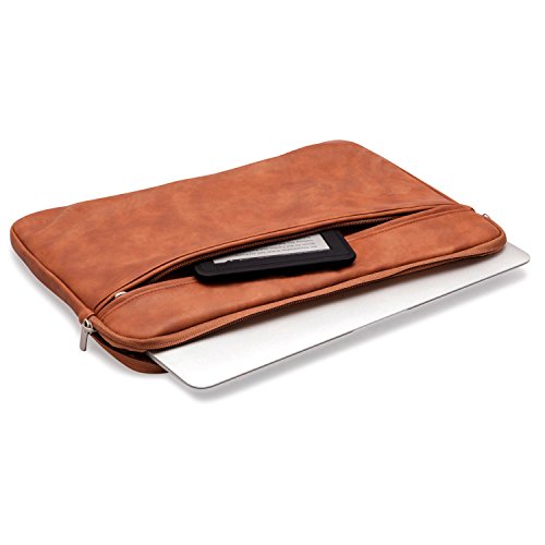 CASEZA „Boston“ MacBook Pro 15 Kunstleder Hülle Braun – Edle PU Leder Tasche Sleeve für das Apple MacBook Pro 15 – – Laptoptasche passt auch für 14 Zoll Laptop / Notebook Modelle – Weich gepolstert - 3