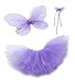 Produktbild Lila Kostüm Fee Princessin Tutu-Set mit Lila Flügeln (Schmetterling/Fee) und Lila Schmetterlings-Zauberstab, als Verkleidung, für Kostümparty (3-teiliges Set) -- Large (5-6 Jahre)