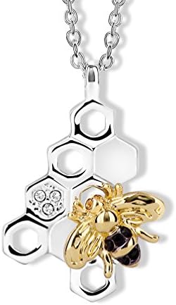 Bee on Honeycomb Pendant Necklace with Swarovski® Crystals